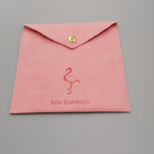 OEM ODMのスエードの封筒の生地のドローストリングのギフトはピンク色を袋に入れる