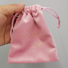 ピンクの柔らかいビロードの宝石類の袋、SGS 10x15cmのビロードのギフト袋