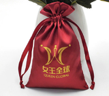 10x15cmの宝石類のドローストリングの袋のロゴの生地のドローストリングのギフト袋が付いている昇進の赤いサテン袋