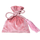 ピンクのベロアの注文のドローストリングの宝石類はふさが付いている袋のビロードを袋に入れる