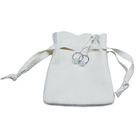 白いスエードの宝石類の生地のドローストリングのギフトはロゴとの9x12cmを袋に入れる