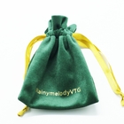 緑のビロードのギフトの袋、10x15cmの宝石類のドローストリングのギフト袋